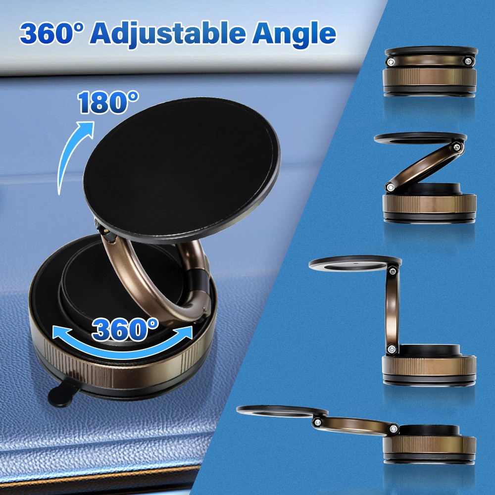 360° Vacuum Magnetic Phone Holder-Suction Cup Car Mount with Foldable Stand US