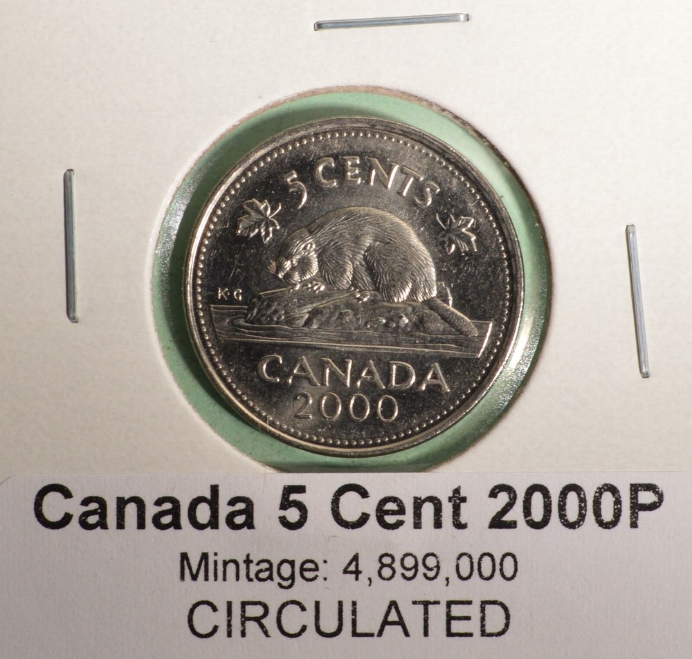 2000P - Canada 5 Cent KEY DATE - Canada Nickel - Circulated KEY DATE