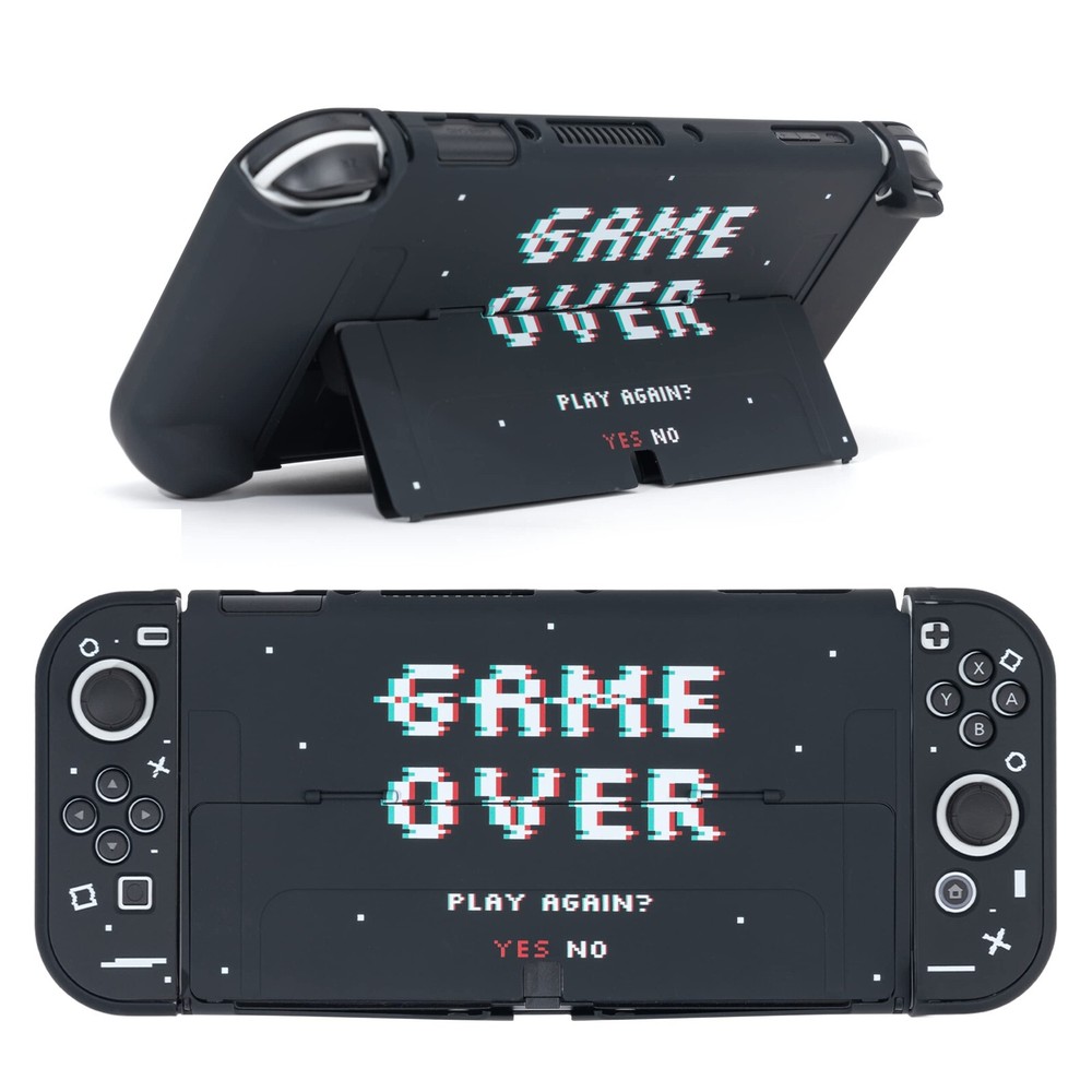 Game Over Switch Case | Dockable Kickstand Retro Arcade Space Black Hard Protect