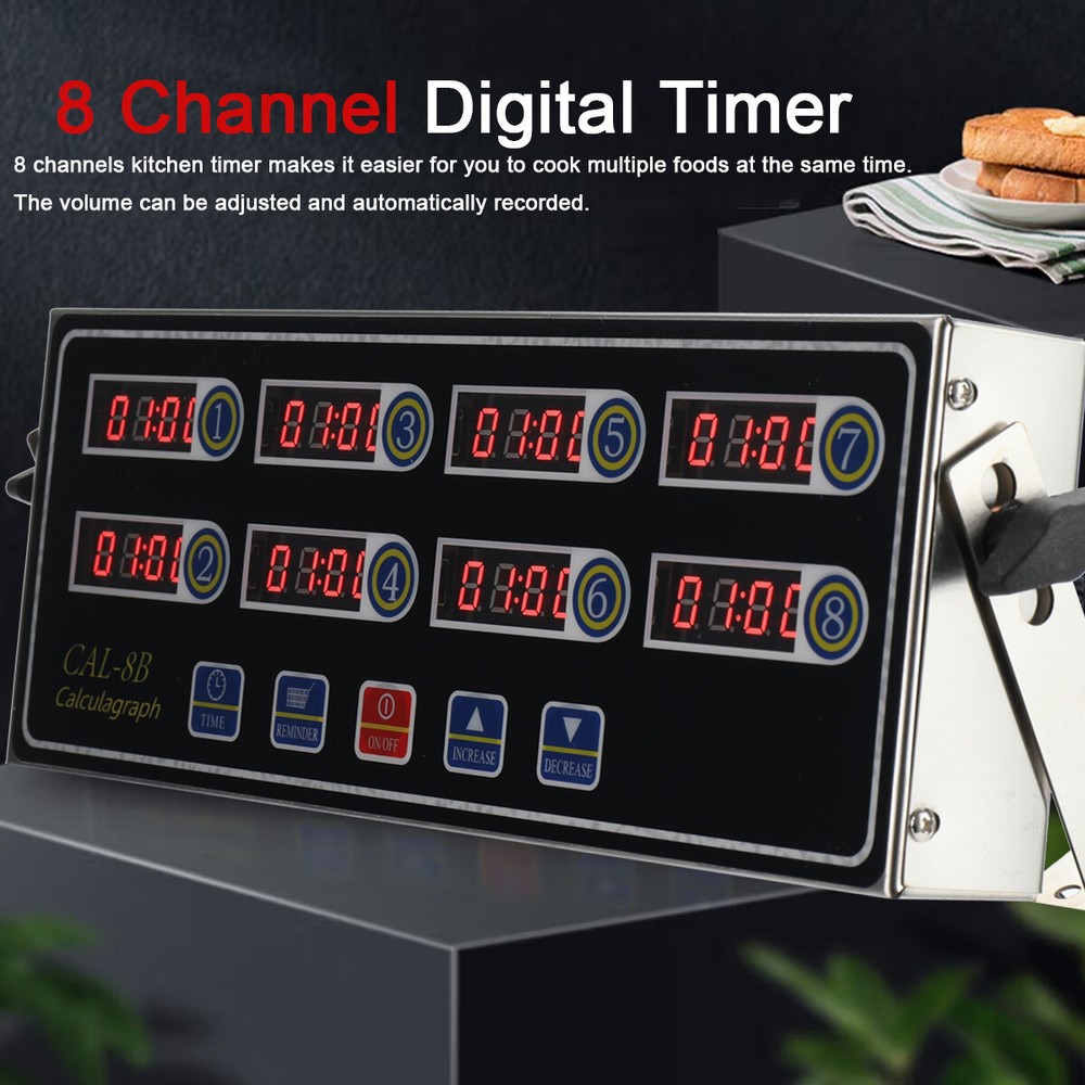 8 Channel Digital Kitchen Timer Deep Fryer Timer Food Cooking Digital Timer