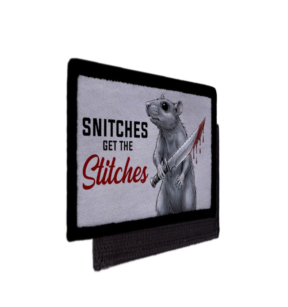 Snitches Get Stitches Rat with Knife Funny Patch Morale Hook [sub]