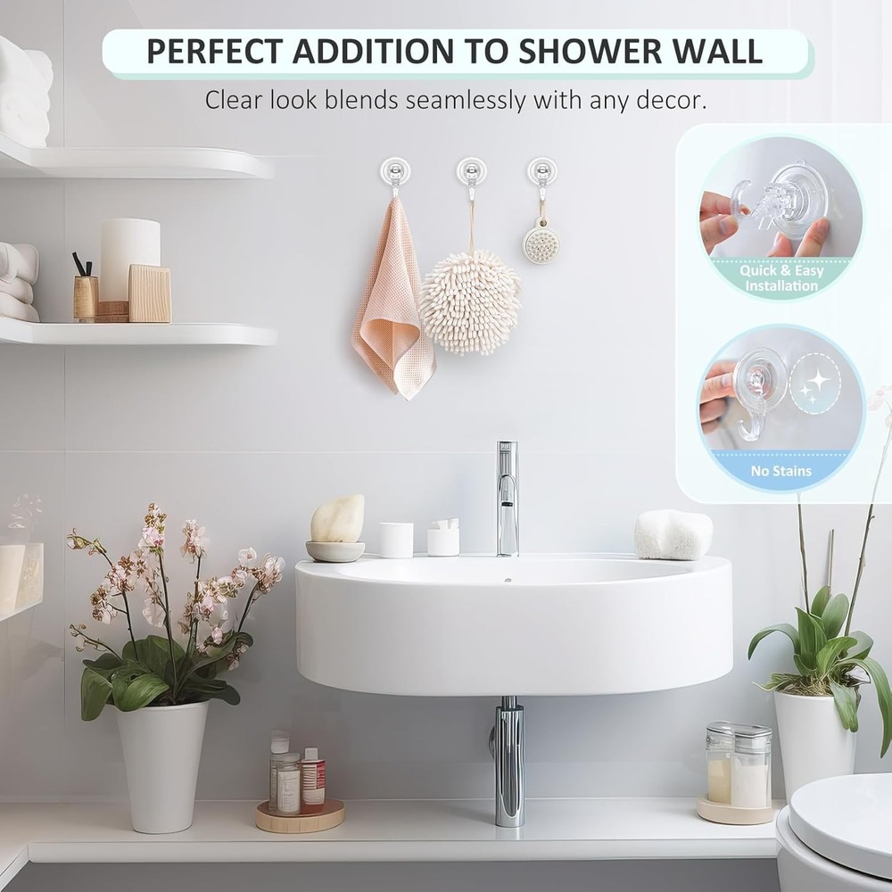 Suction Cup Hooks Small Shower Suction Hooks Heavy Duty Removable & Reusable