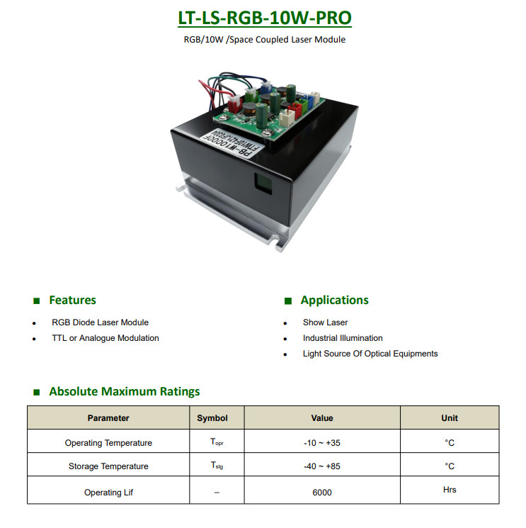RGB 10W Space Coupled Laser Module