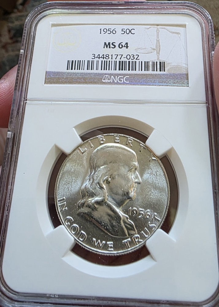 1956 Franklin Half Dollar NGC MS 64 Silver