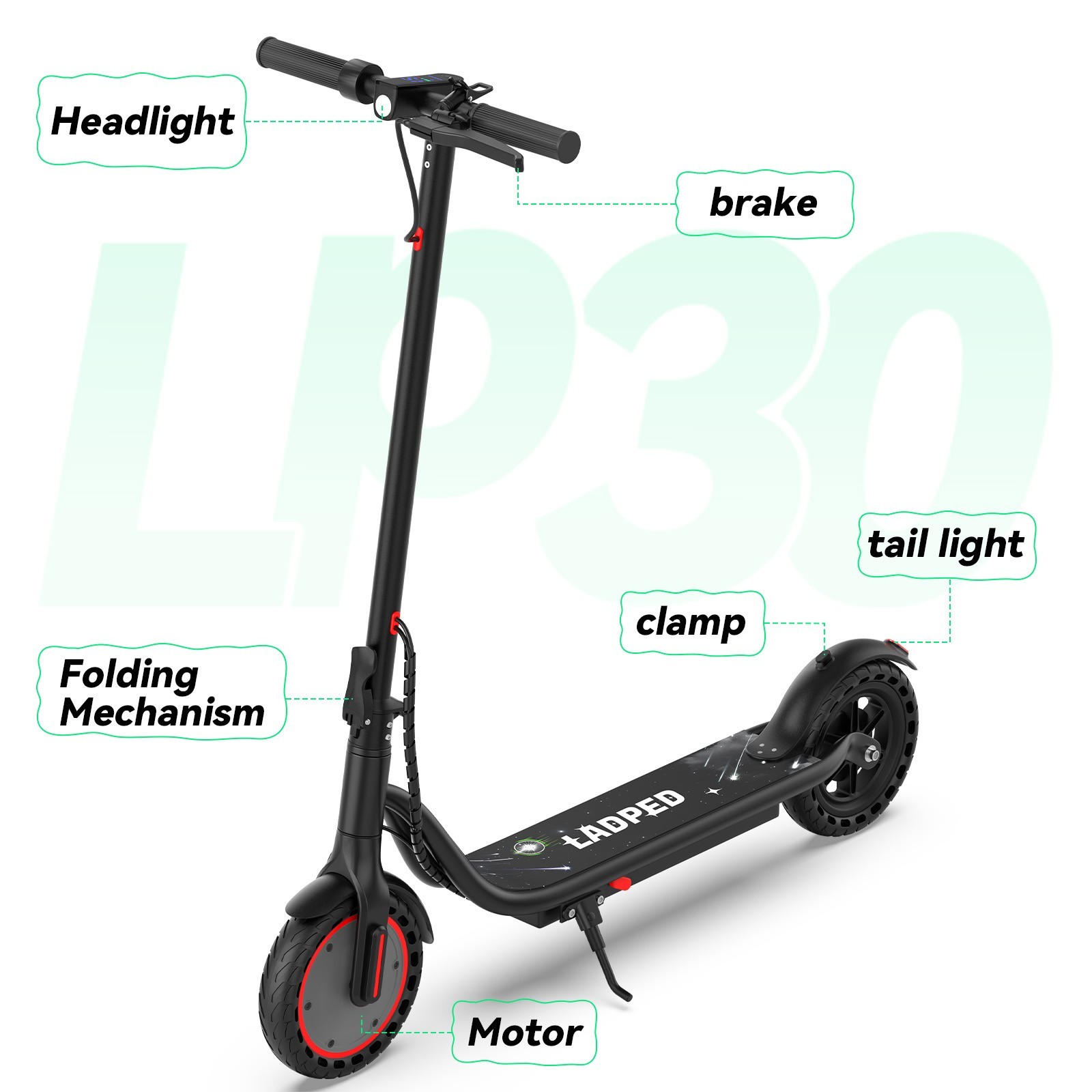 350W Electric Scooter for Adults, Up to 19 MPH, Folding E-Scooter, APP control