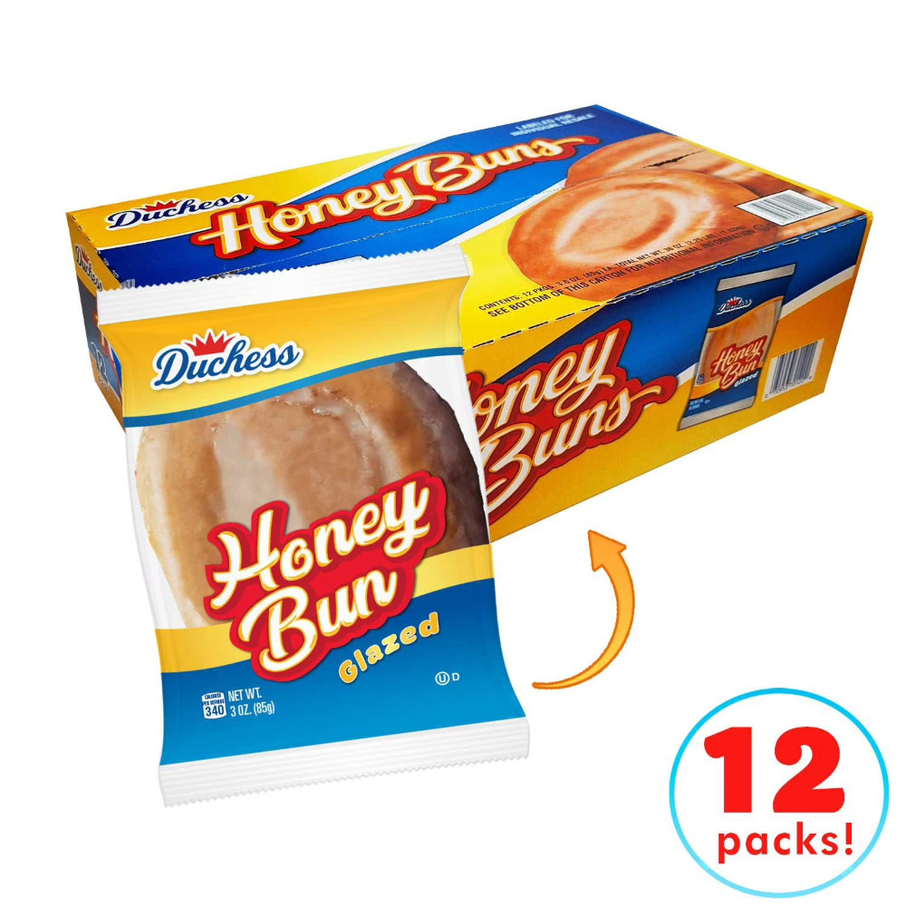 Duchess Honey Buns 3 oz 12 pk Individual Wrapped Fresh Kosher Cinnamon Pastry