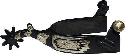 Showman Black Steel Spurs w/ Engraved Silver Navajo Accents