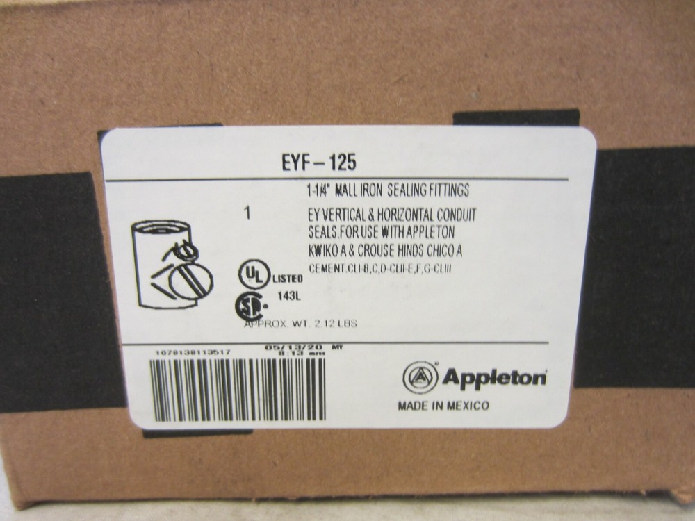 APPLETON EYF125 1 1/4" EXPLOSION PROOF SEAL OFF EYS CROUSE HINDS