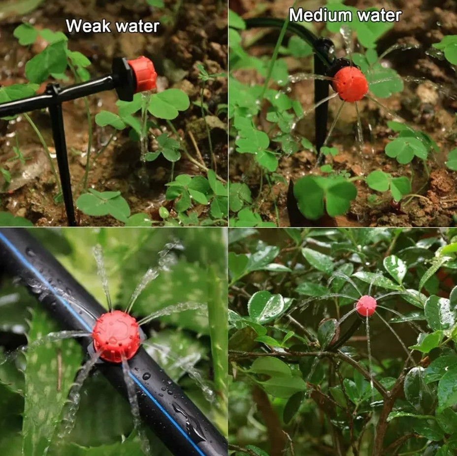 100 pcs Adjustable Irrigation Drippers 1/4" Micro Drip Watering System