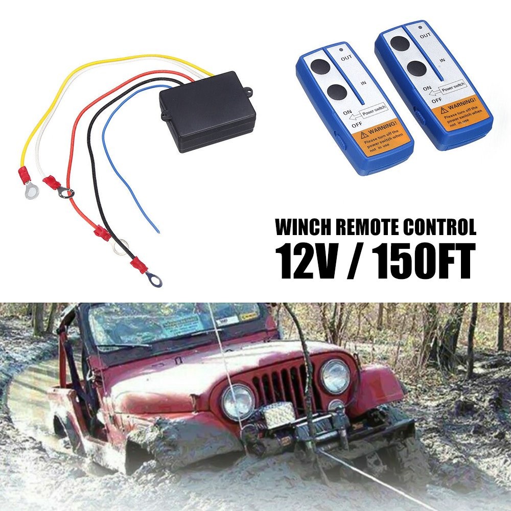Wireless Winch Remote Control Kit 12V Receiver 150ft Twin Switch Handset