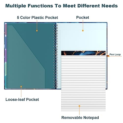 Clipboard Folio with Refillable Lined Notepad, 8.5 x 11 Folders Blue Marble