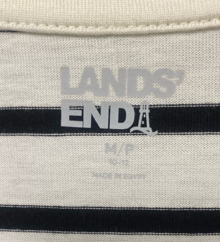 Lands End Womens Petite Top, Ivory/Black Stripe XSP, SP, MP, LP, NWT, SHIPS FREE