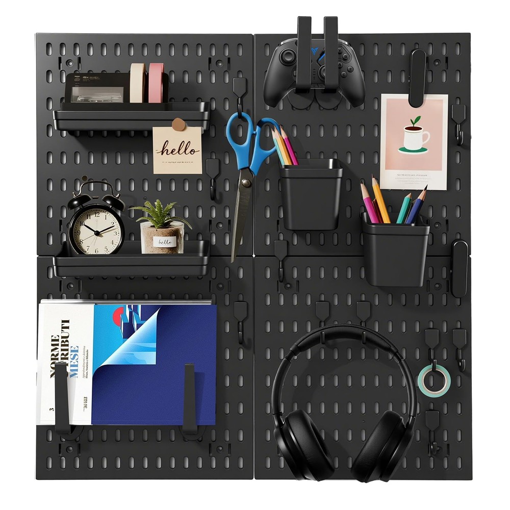 Pegboard Combination Kit, Modular White Pegboard Wall Organizer with 4 Pegboa...