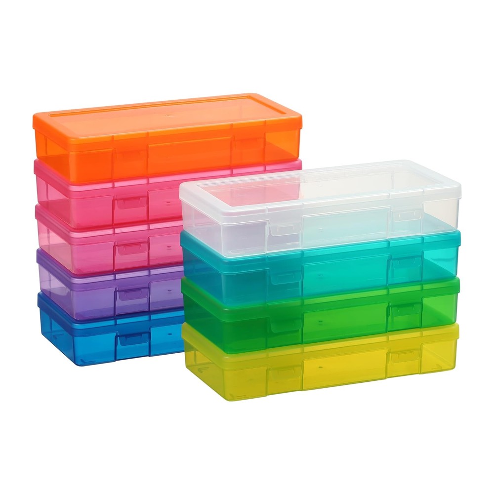 novelinks Medium Plastic Storage Boxes with Latching 9 Pack -Color