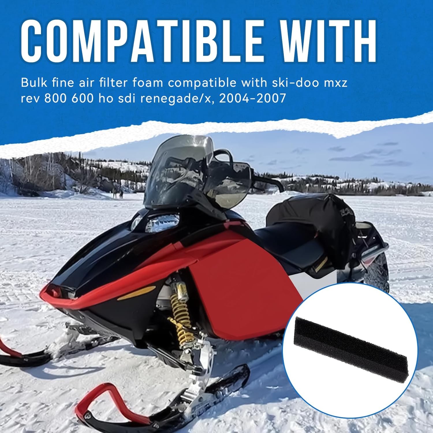508000394 Air Filter Foam For 2004-07 Ski-Doo MXZ REV 800 600 HO SDI Renegade/X