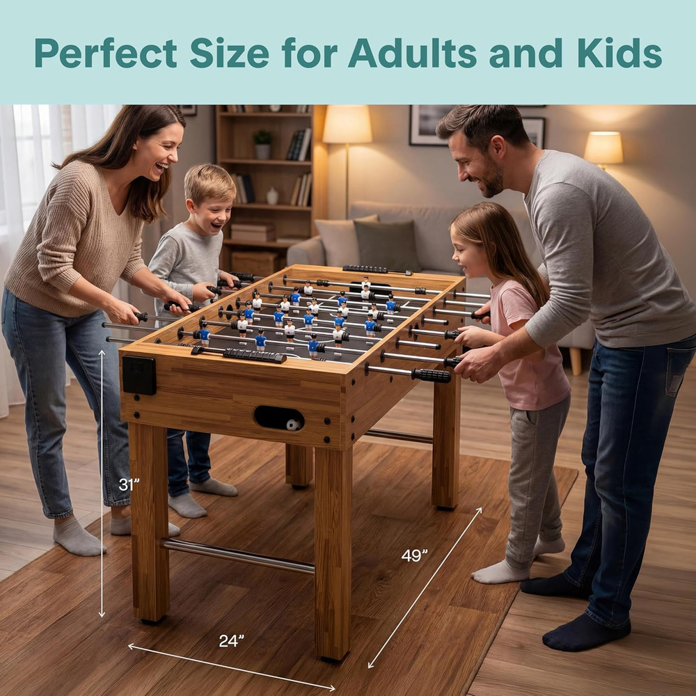 48In Competition Sized Foosball Table - Height Adjustable Arcade Soccer Set for