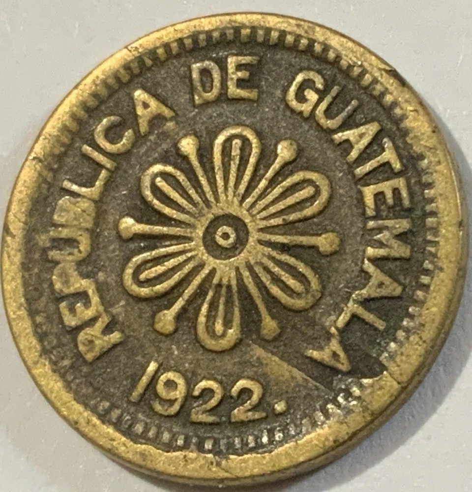 1922 GUATEMALA  50 CENTAVOS KM-232.1. Mint Errors