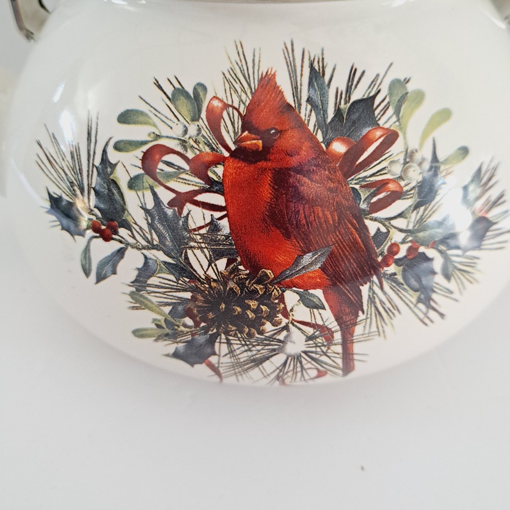 Lenox Holiday Tea Kettle Cardinal Design Enameled