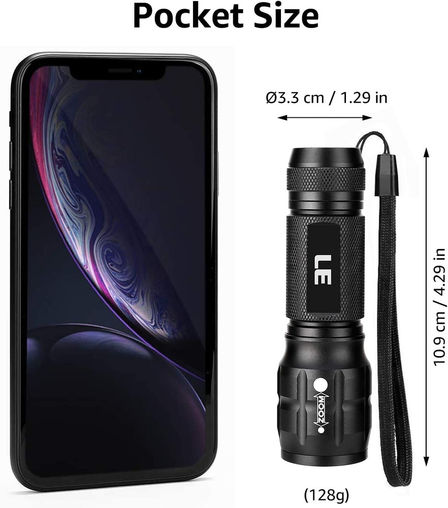 Bundle 2 Items: 1000LM LED Camping Lantern, Battery Powered LED Flashlight LE100