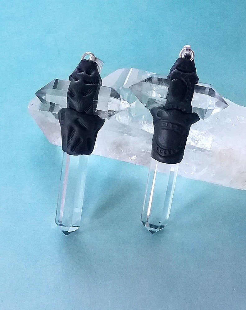 HERKIMER DIAMOND DOWSING PENDULUM With LAVA ROCK, HERKIMER PENDULUM