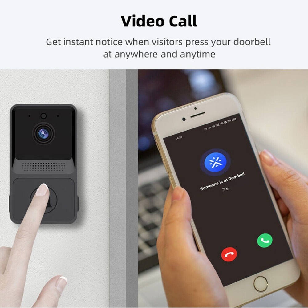 Wireless WiFi Video Doorbell Smart Phone Door Ring Intercom Security Camera Bell
