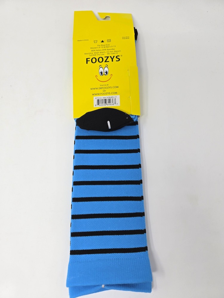 DR FOOZY COMPRESSION SOCKS NEW ONE SIZE ONE PAIR NEW BLUE / BLACK STRIPES