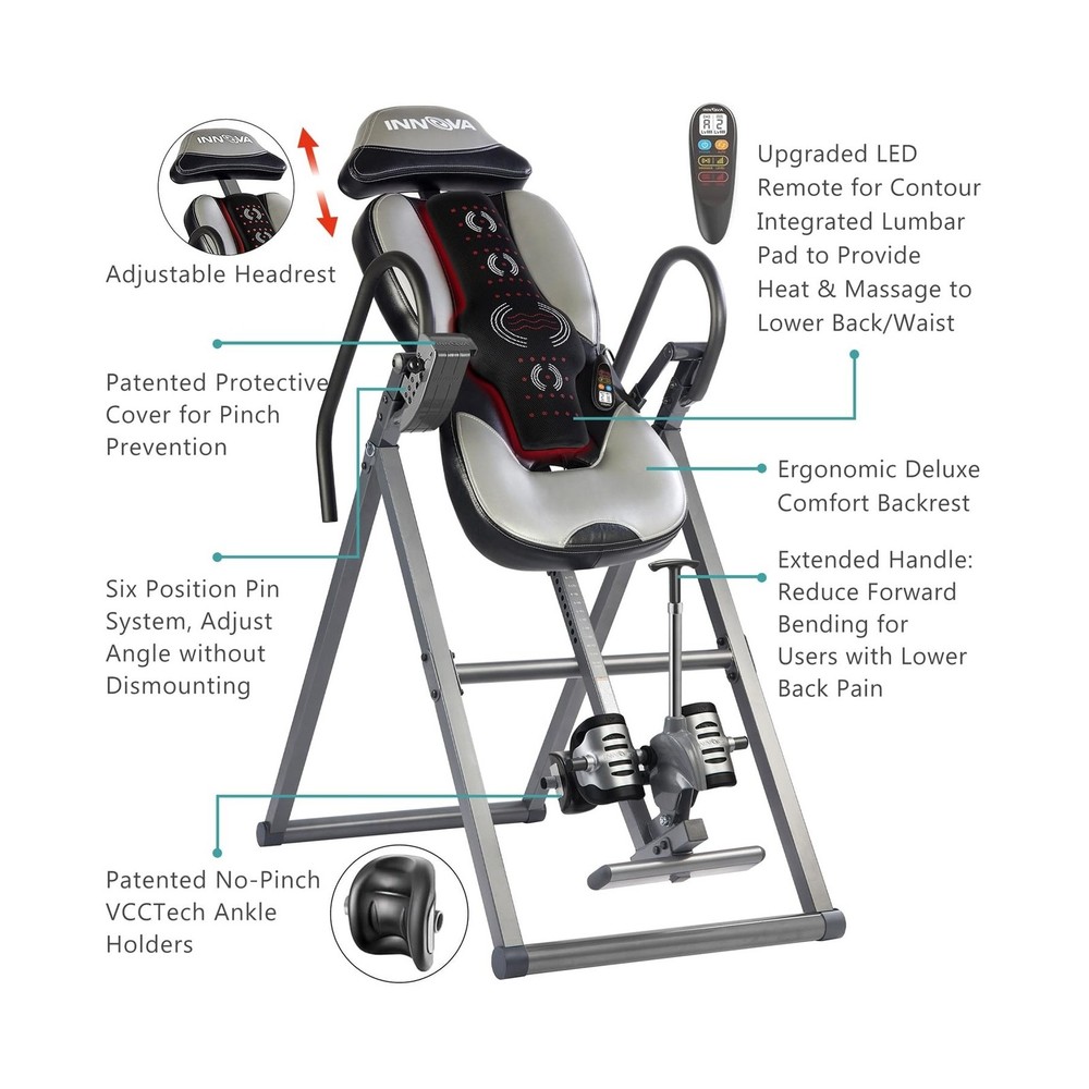 Innova Advanced Heat and Massage Inversion Table Light Gray