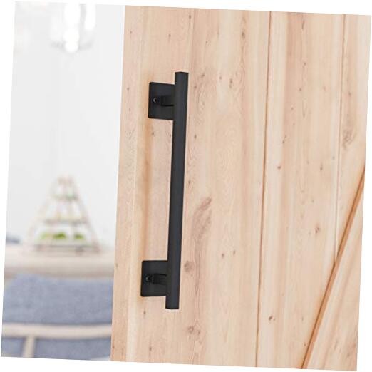 12” Antique Rustic Handmade Barn Door Handle, Black Flush Square Base Handle