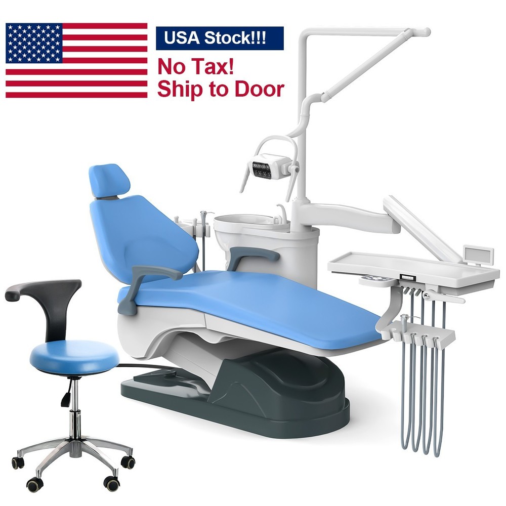 Dental Unit Chair Computer Controlled Motor+Stool/ Delivery Unit Air Compressor
