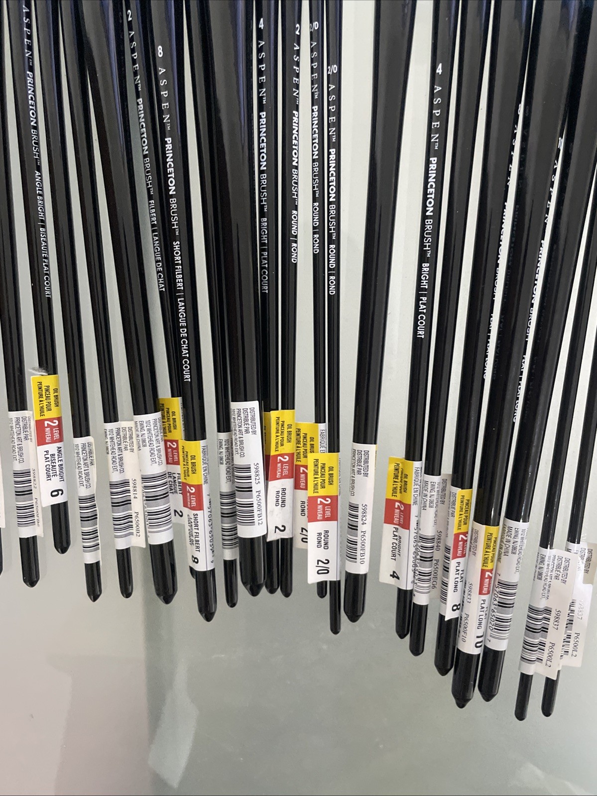 LOT OF 49 - Princeton Aspen Long Handle Oil Acrylic Synthetic Paint Brushes