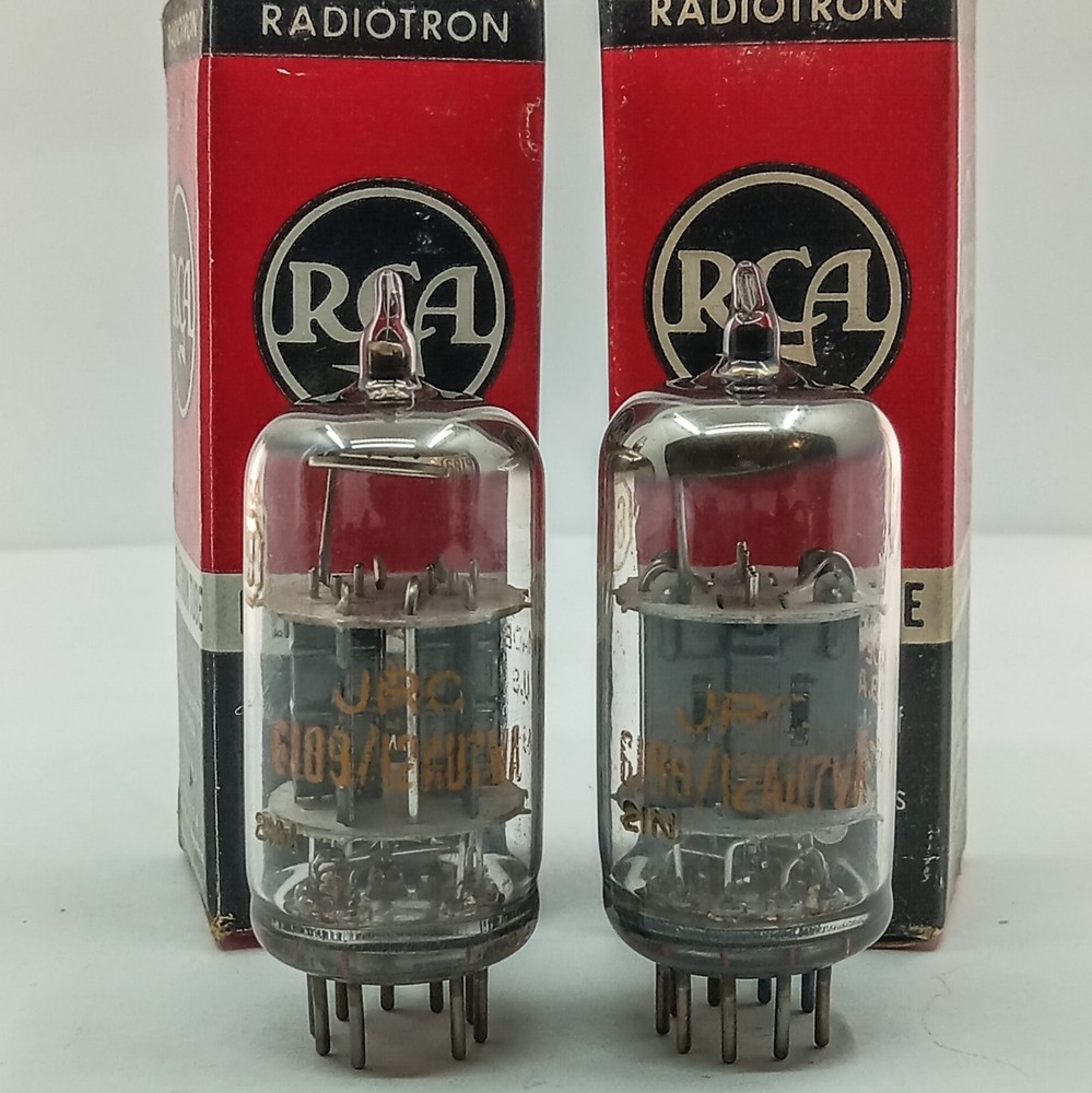 GAIN/CODE MATCHED PAIR RCA JRC 6189/12AU7WA/BLACK PLATES/HALO GETTER/MAXI TEST