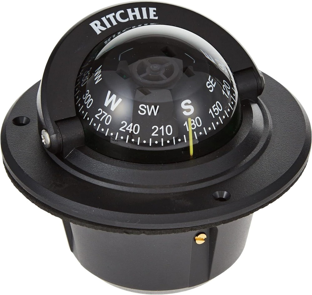 Ritchie F50 Black Explorer Flush Mount Boat Compass 12V Lighted/Illuminated Dial