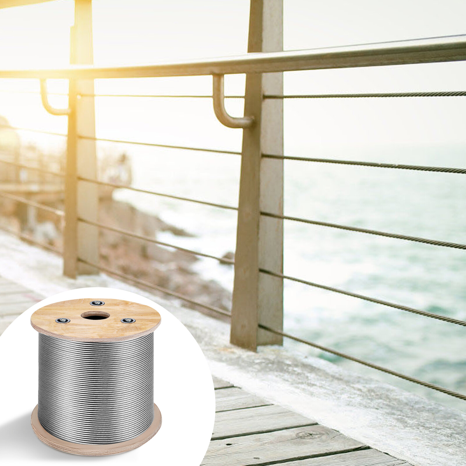 VEVOR T316 Stainless Steel Cable 1/8" 7x7 Steel Wire Rope 500ft Cable Railing