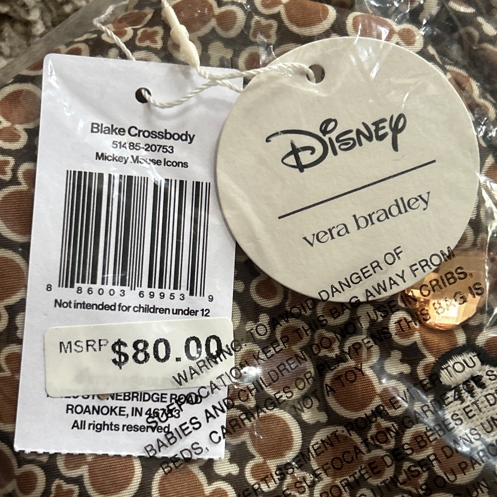 NEW in Package - VERA BRADLEY - Disney Blake Crossbody - Mickey Mouse