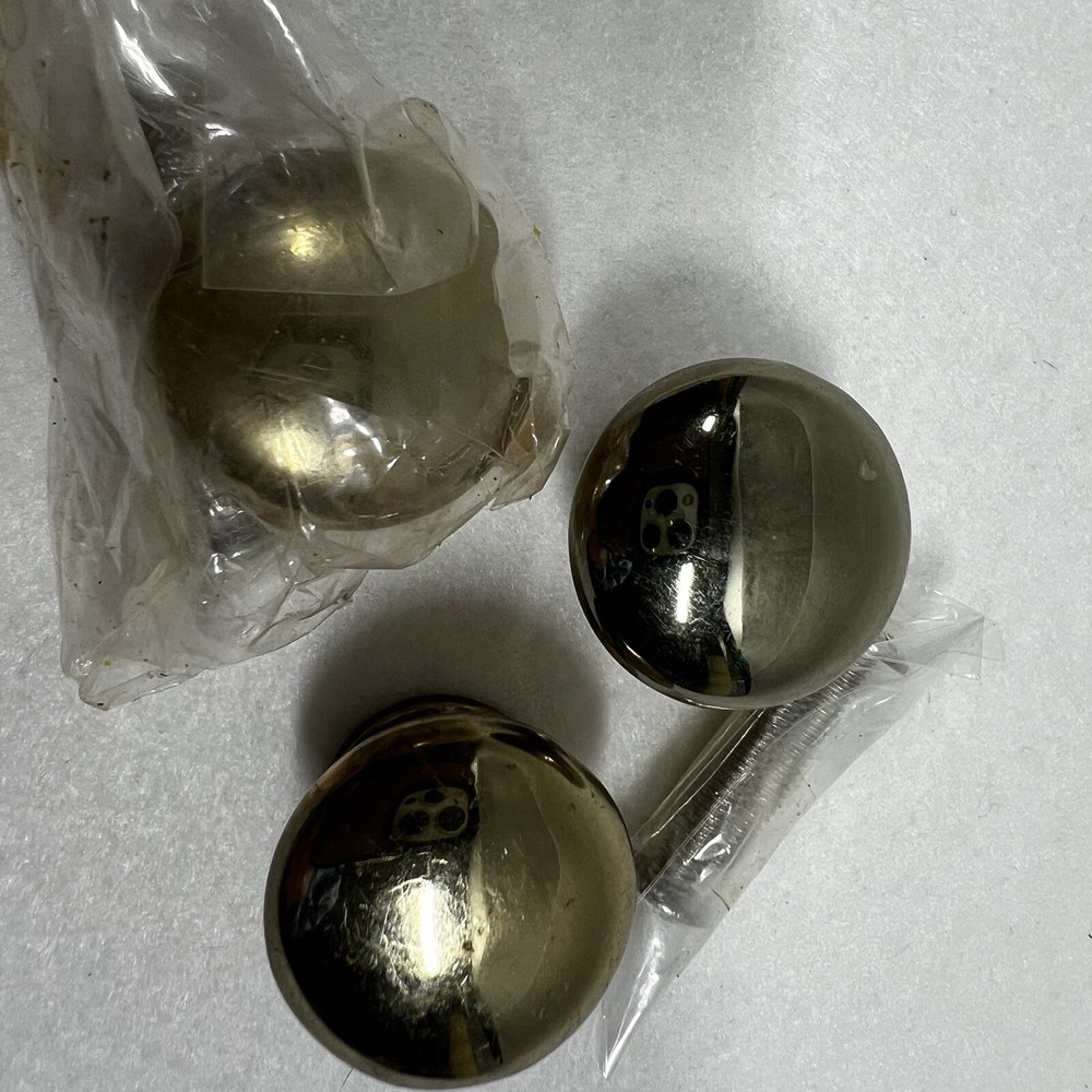 Lot of 3 Solid Brass Cabinet Drawer Knobs Pulls with Screws Vintage 70s