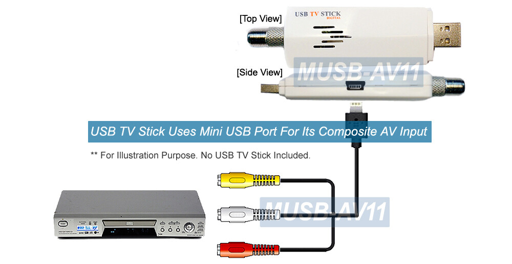 Mini-USB To Composite AV Adapter Cable For Camera USB TV Sticks
