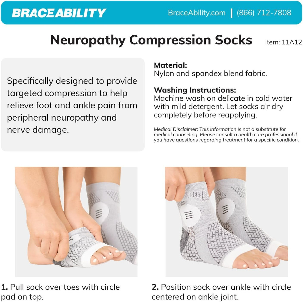 Braceability Neuropathy Socks (Pair) - Peripheral Neuritis Compression Diabetic
