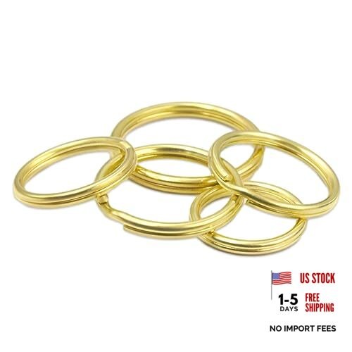 10 Pcs - Brass Round Edged Keyring Keychain Split outside dimensions :25mm(1")