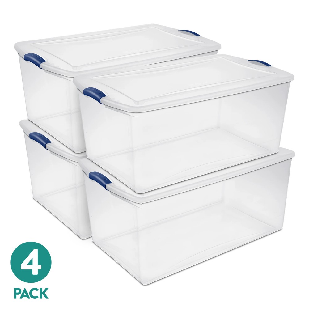 Sterilite Extra-Large Latching Storage Bin, Quart Clear Plastic Storage