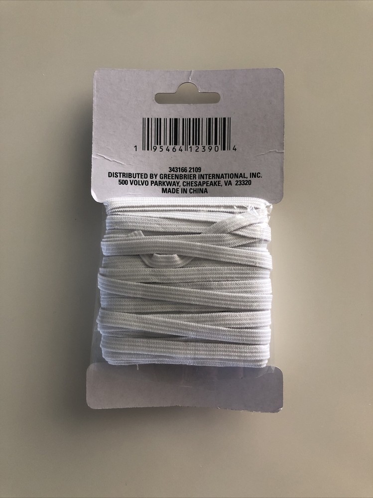White 10 m / 10.9 yd elastic band