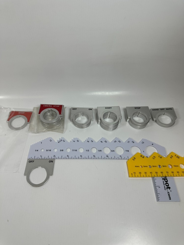 Off/On with Silver Background Pushbutton Legend Alum. 2" Across for 30mm Buttons