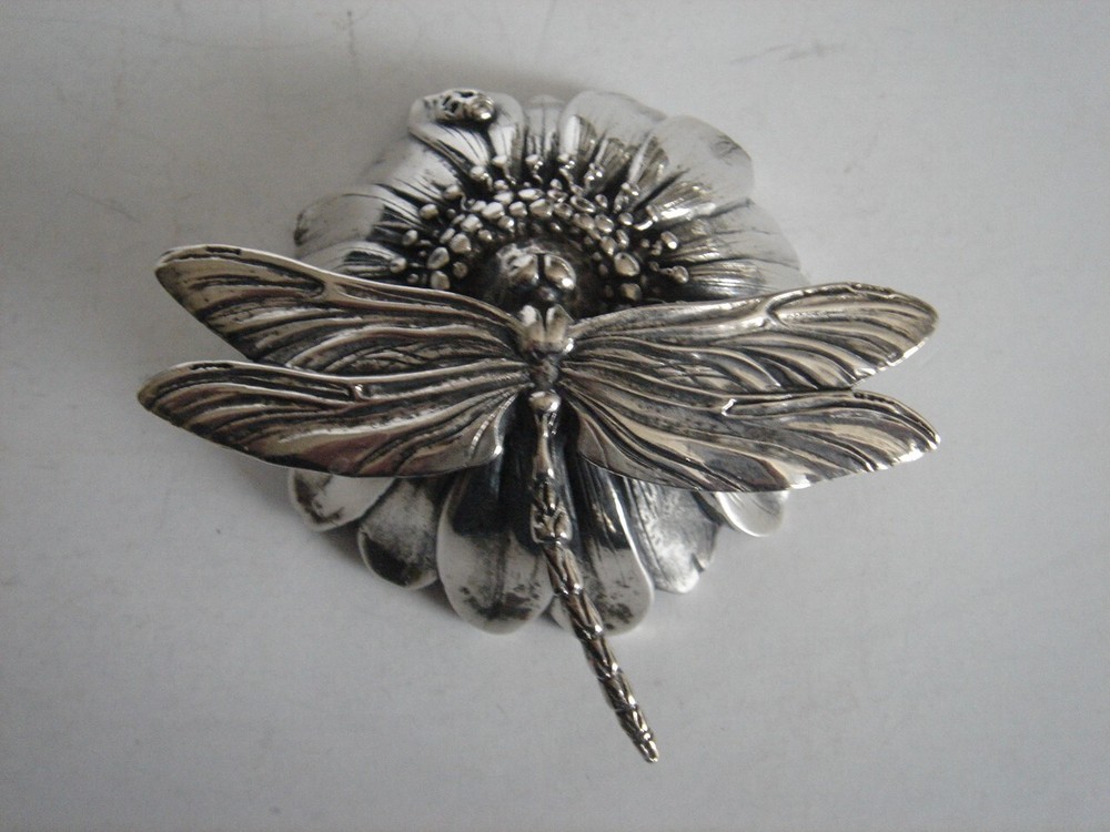 Reed & Barton Silver Plated Dragonfly w/Lady Bug Music Box Non-Working Order