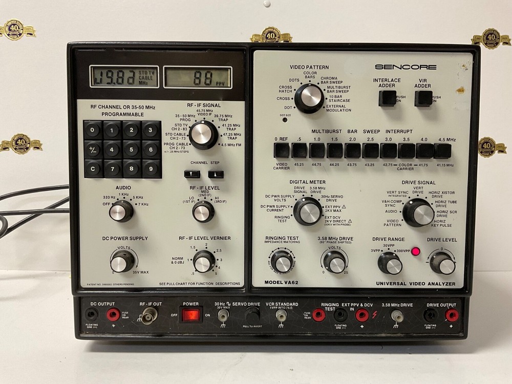 Sencore model VA62 Universal Video Analyzer Simplified Operating Manual