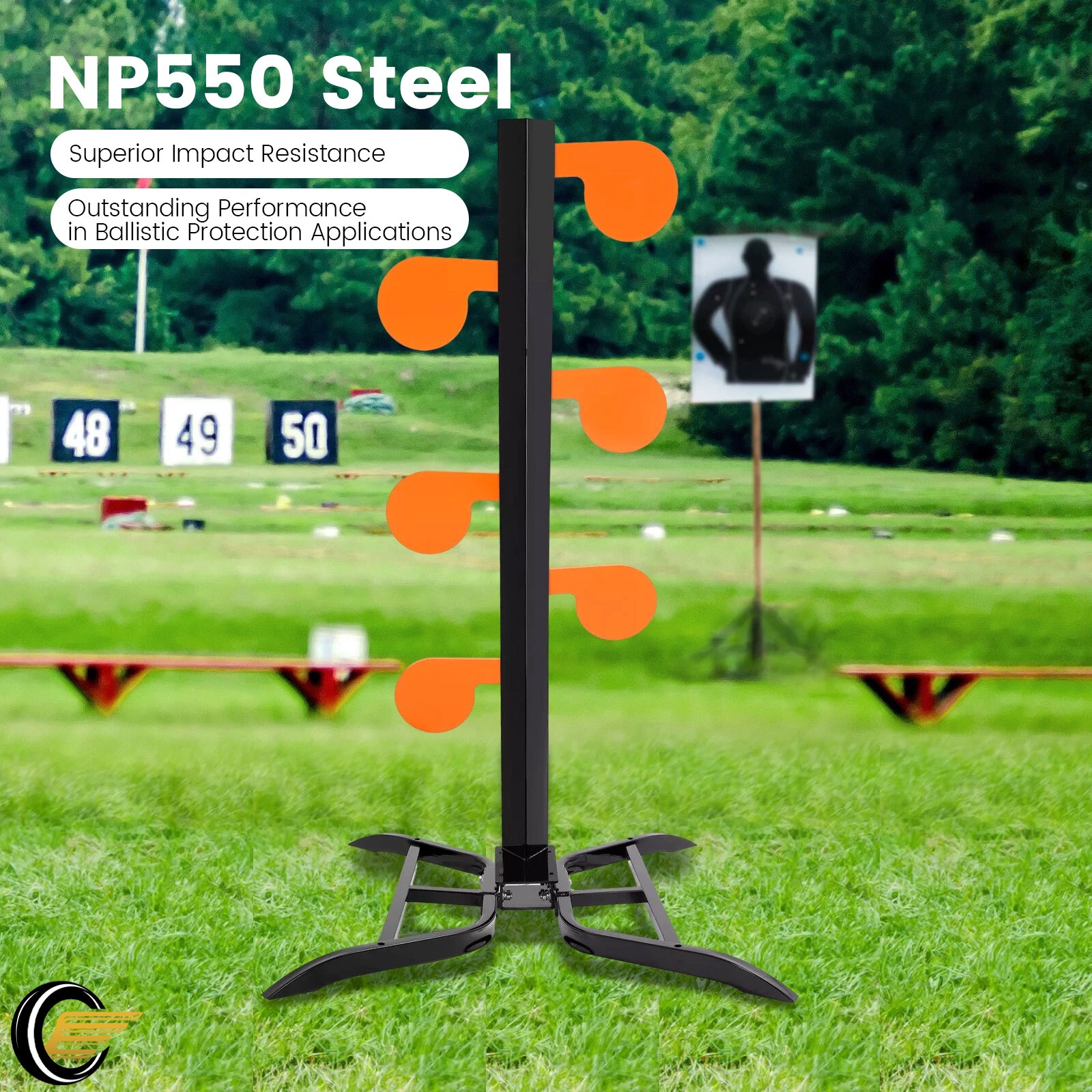 54" x 34" NP550 Steel Powder Coated 6"x 1/4" Shooting Target Dueling Tree Target