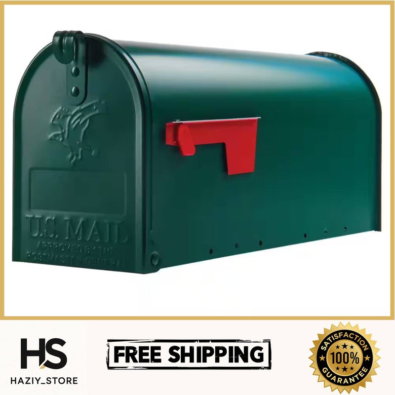 Elite Green, Medium, Steel, Post Mount Mailbox