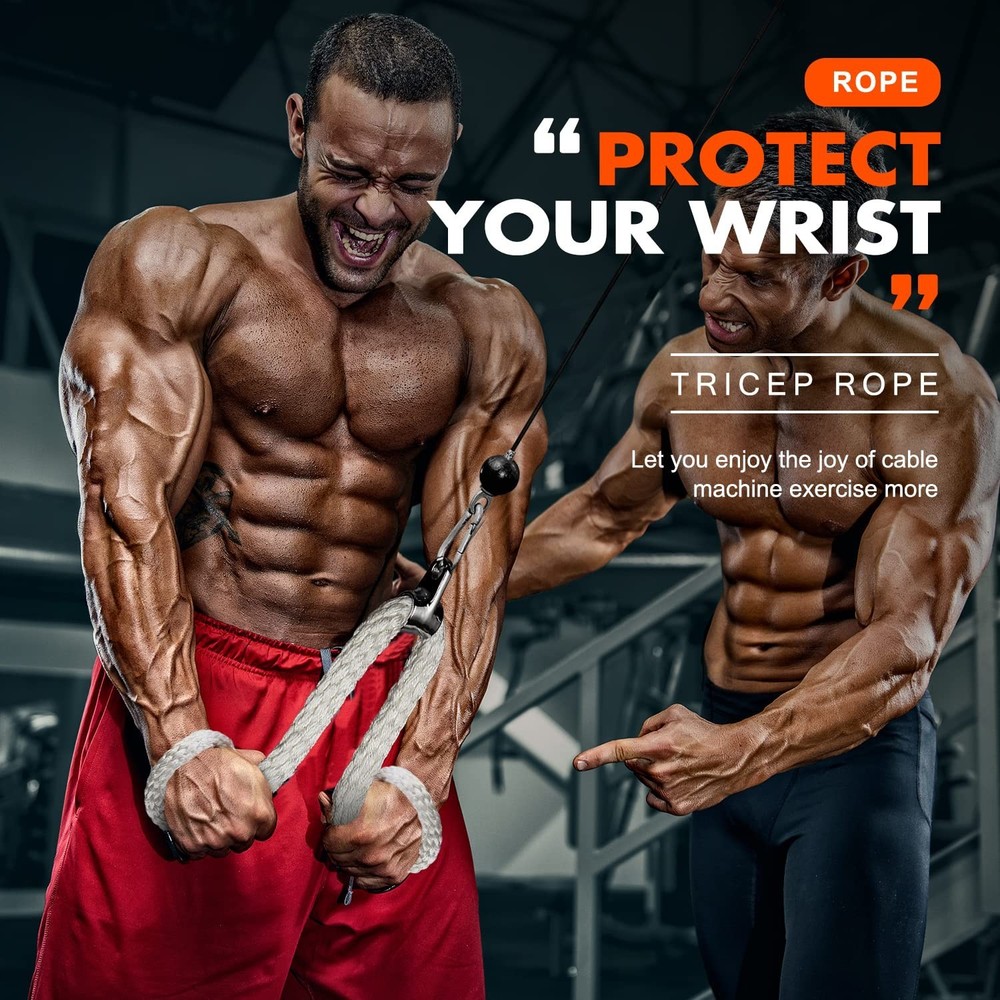 HPYGN Tricep Rope, Press Down Cable Machine Attachment Set, LAT Pulldown Atta...