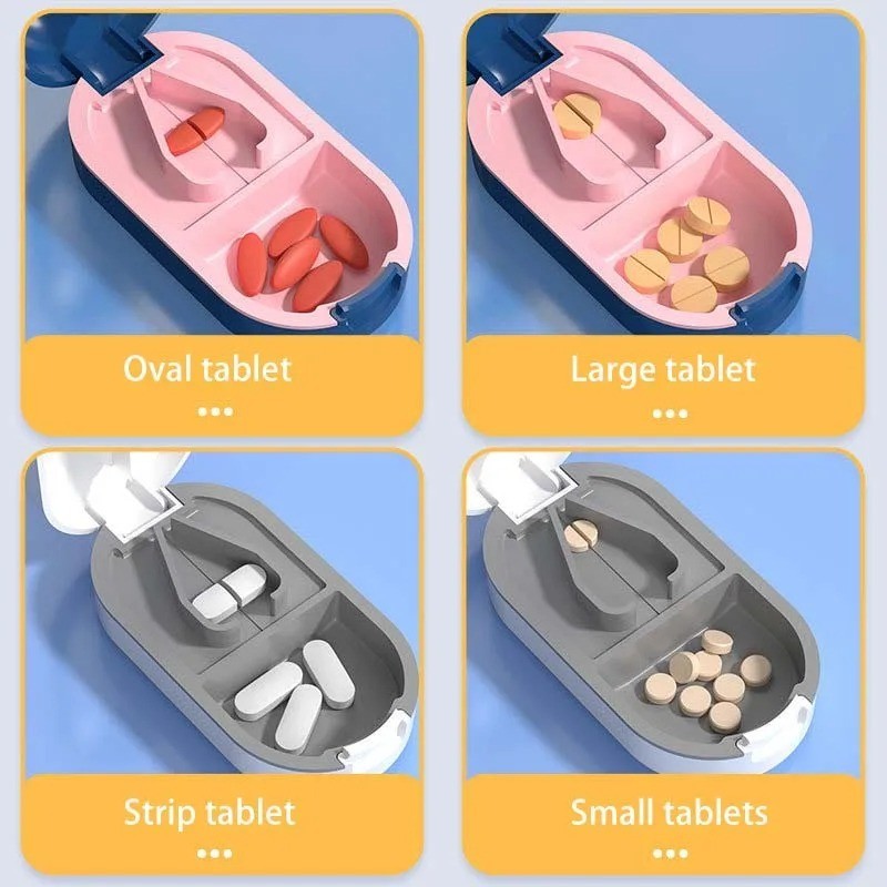 New PILL CUTTER Splitter Half Storage Compartment Box Medicine Tablet Holder