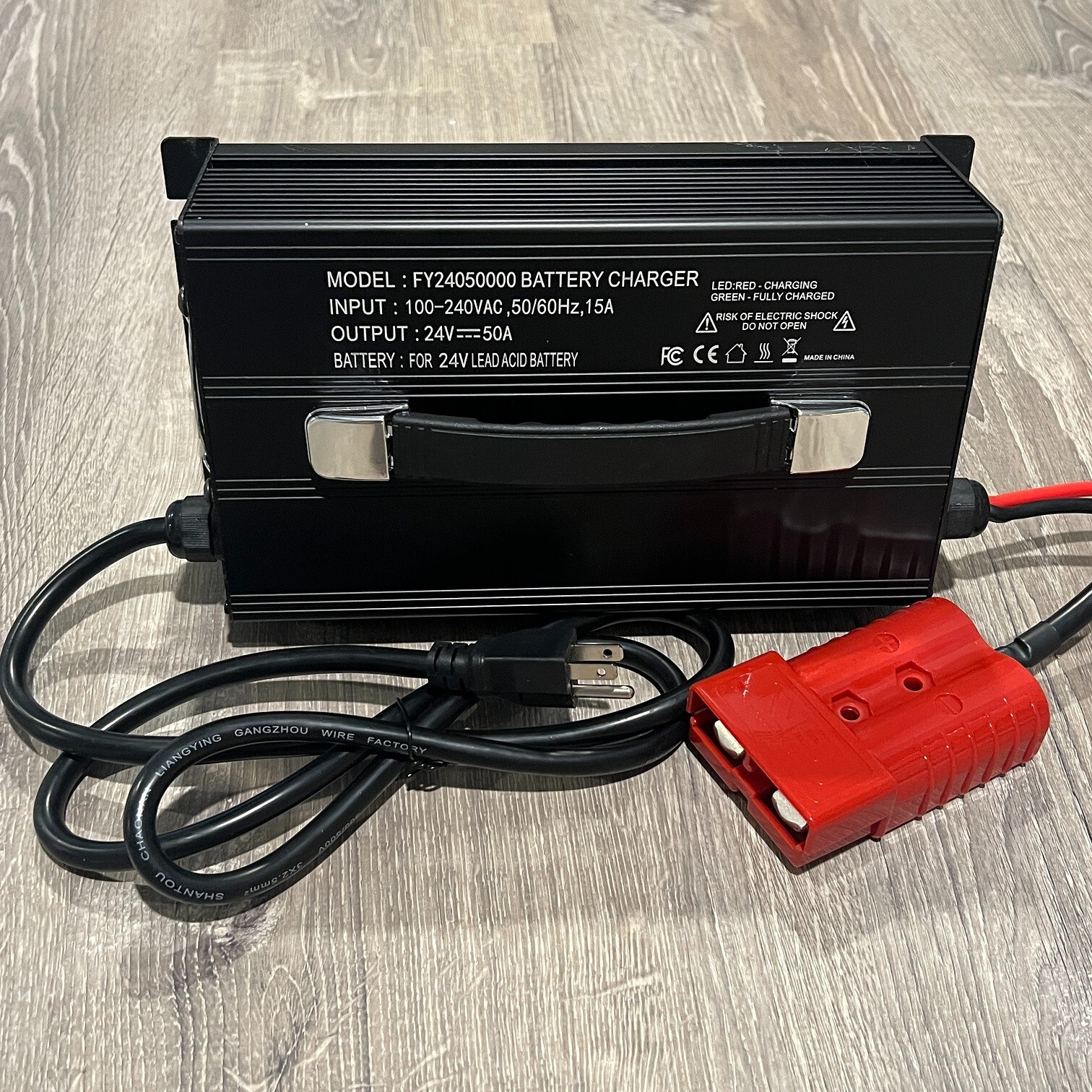 24V 50 Amp Pallet Jack/Lift Battery Charger w/ Red SB 350A Heavy Duty Connector