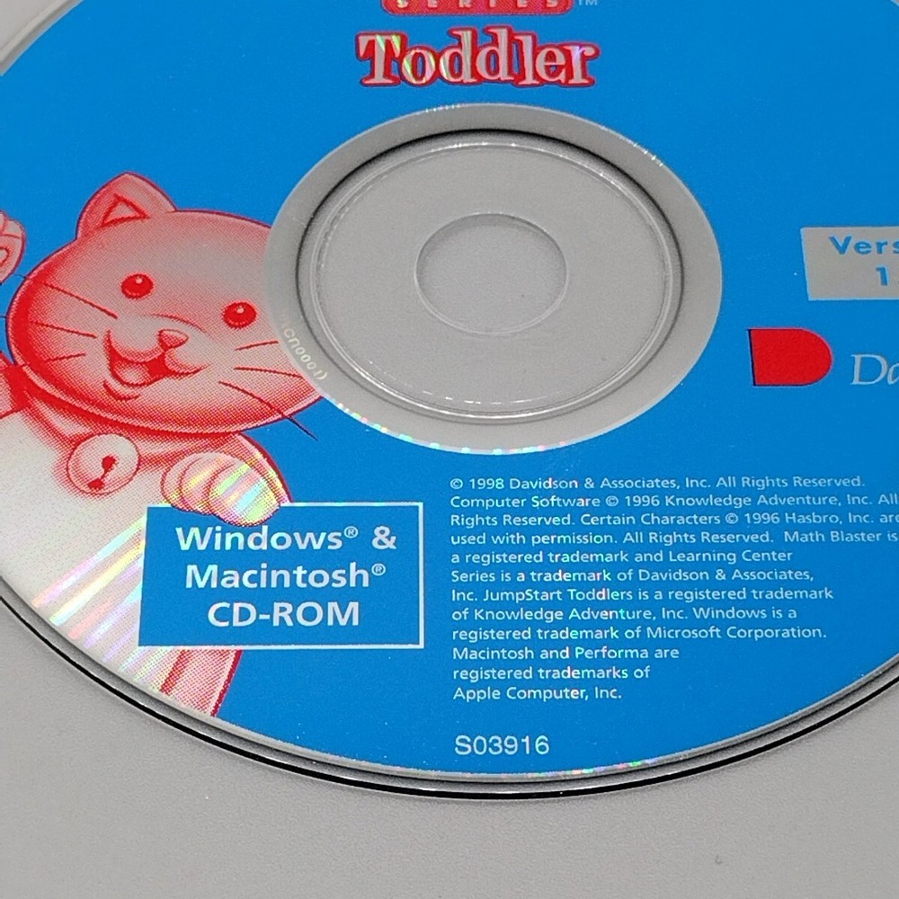 Davidson Learning Center Toddler (PC Windows/Mac) CD ROM - CIB - Works!!