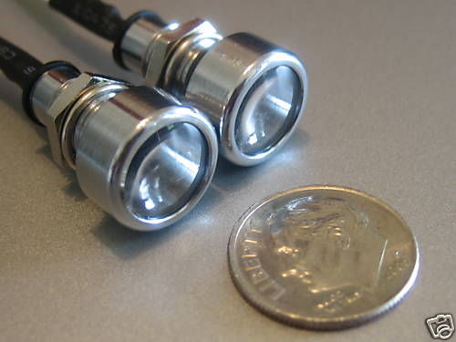 SMALL CHROME & CRYSTAL HARLEY CHOPPER LED BRAKE & RUNNING LIGHTS